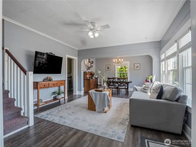 Open concept living, dining, and den make this an ideal space.