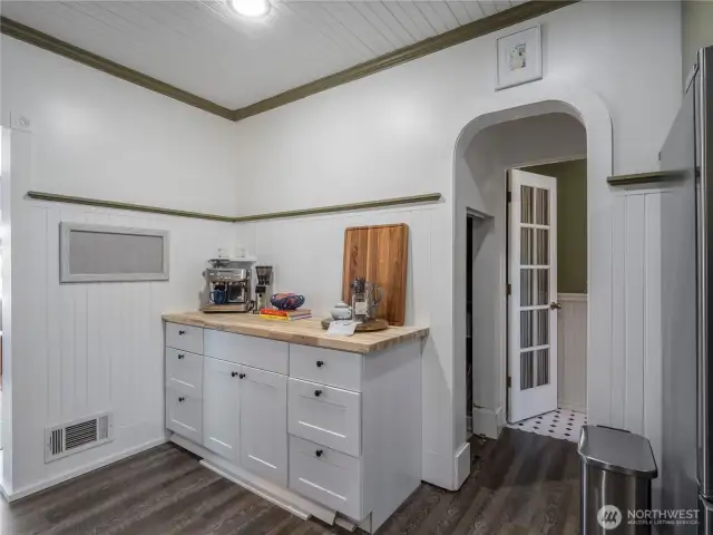 Coffee bar or baking station. Add a couple of floating shelves and make this a wine or cocktail bar.