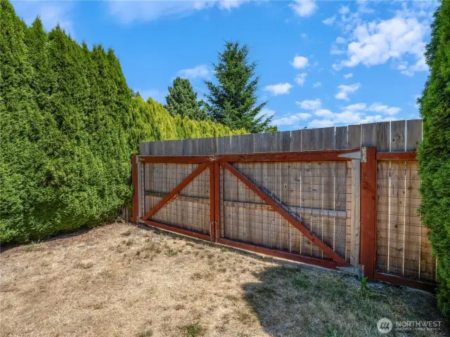 Double gate access makes it easy to store an RV or boat.