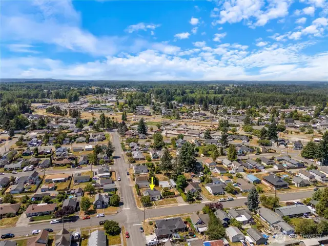 Corner lot in Downtown Buckley. Surprising private fully fenced backyard.