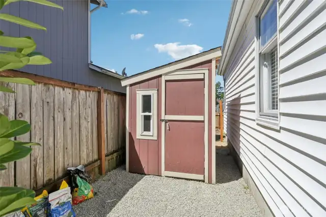 Shed for garden tools and supplies