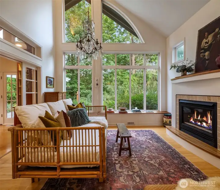 The gas fireplace makes the space as cozy in winter as it is beautiful in summer.