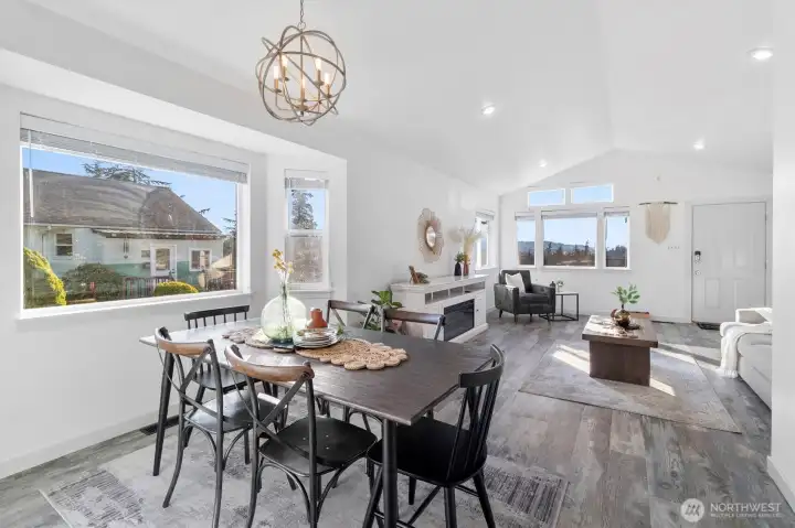 Open dining space connected to the kitchen for effortless flow.