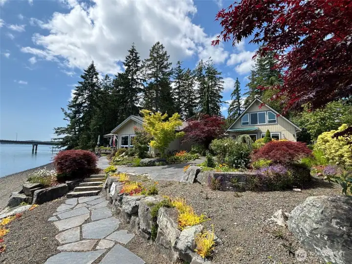 Overlooking the Harstine Island Bridge. This view is spectacular at sunset as the bridge is illuminated just for you.
