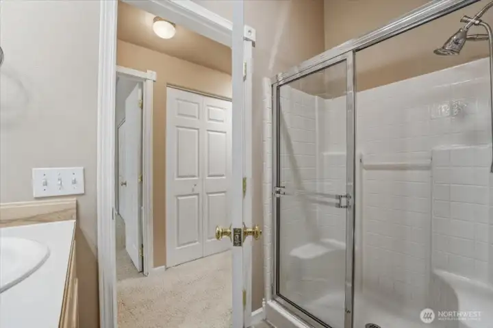 Guest/2nd bathroom on the main floor with large walk in shower.