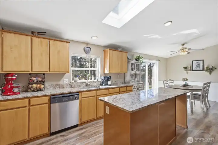 Lots of cupboards and island.