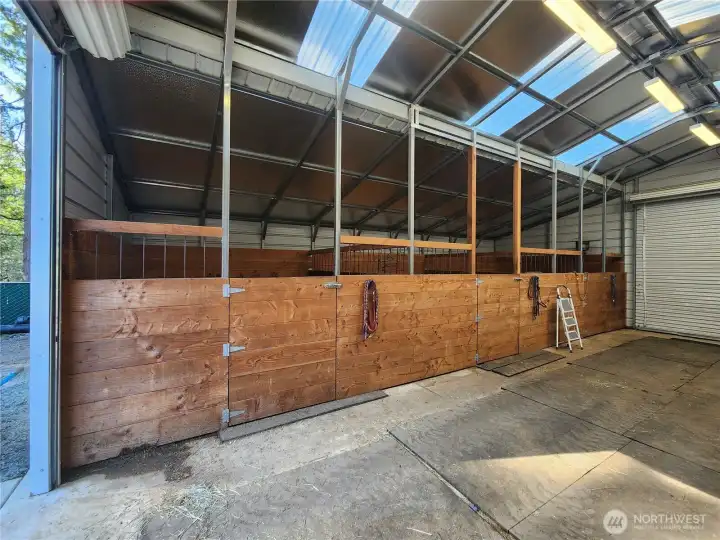 3 horse stalls.