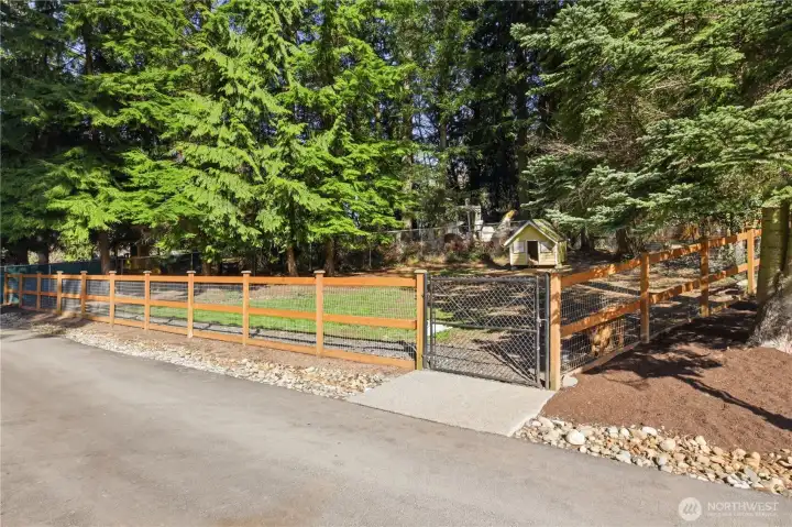 Fenced dog area.