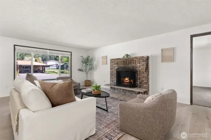 Great room with fireplace.