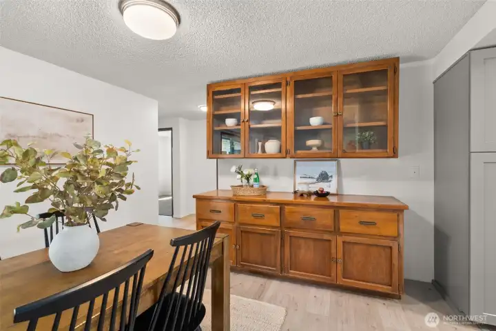 Dining area with built ins.