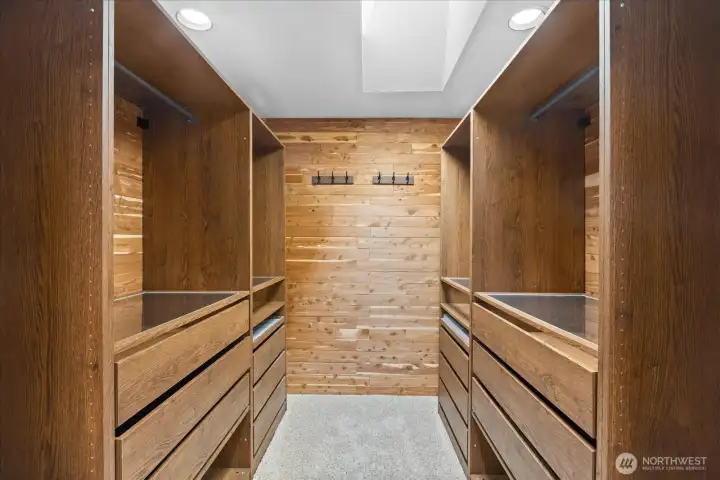 Custom walk-in closet in the primary.