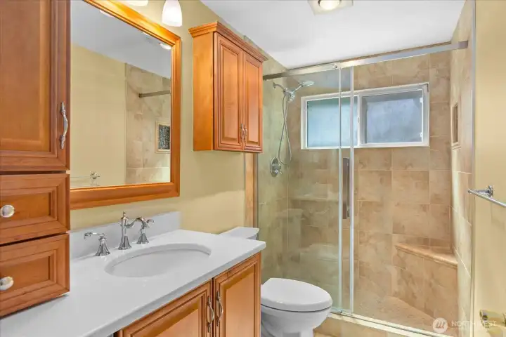 3/4 bath downstairs.