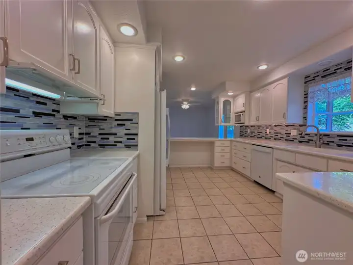You have all the counter space you need and all appliances seen convey with sale.