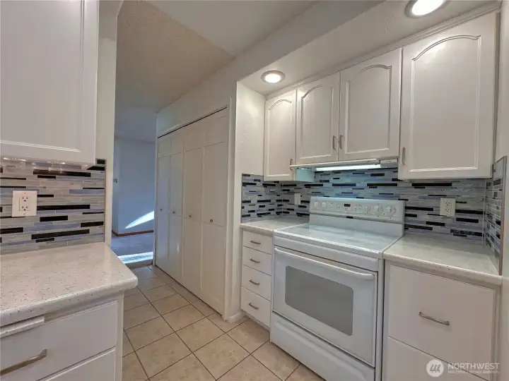 There is convenient flow to utility closet and laundry room.
