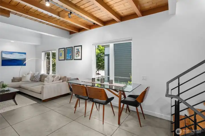 Open-concept living and dining spaces blend modern design with effortless functionality. Open-concept living and dining spaces blend modern design with effortless functionality.