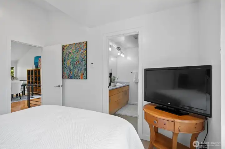 Spacious primary bedroom with adjoining bath, thoughtfully designed for comfort and convenience. Spacious primary bedroom with adjoining bath, thoughtfully designed for comfort and convenience.