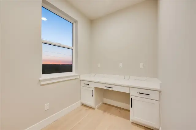 convenient built-in tech desk