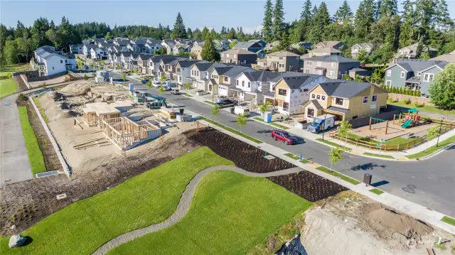 Aerial View of Summit - showing the open space and walking path next door to Lot 11