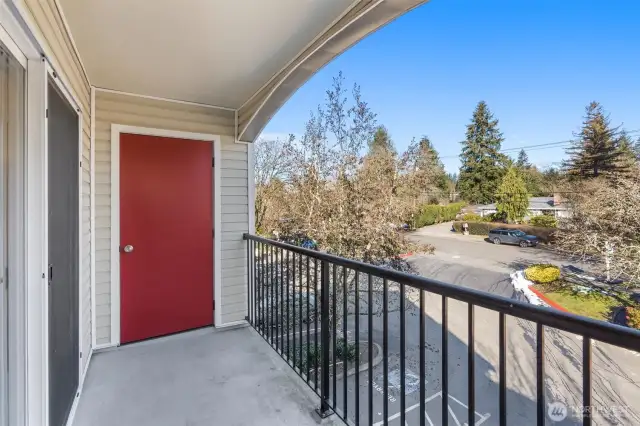 Large storage closet on covered balcony