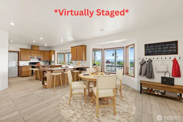 *Virtually Staged* Dining opens to kitchen