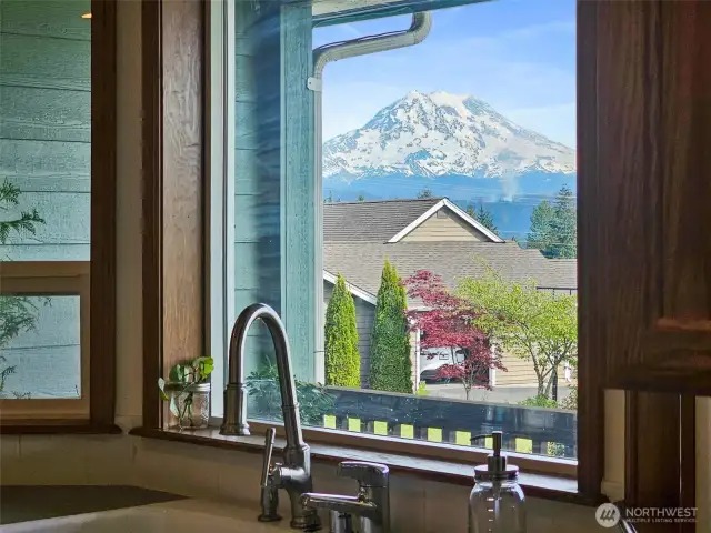 View of Mt. Rainier from kitchen window
