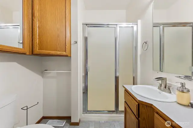 3/4 bath off garage/office/theater