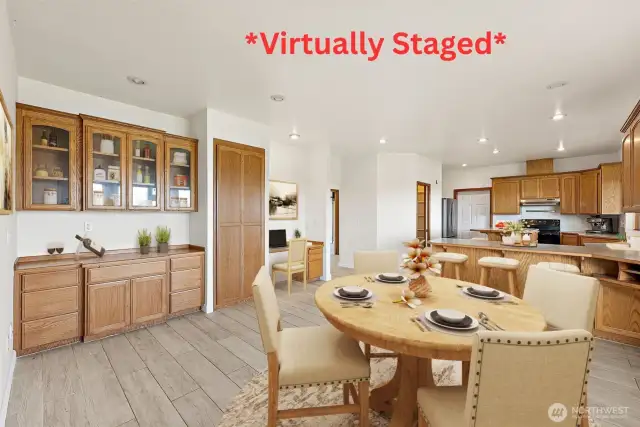 *Virtually Staged* Large dining with lovely built ins