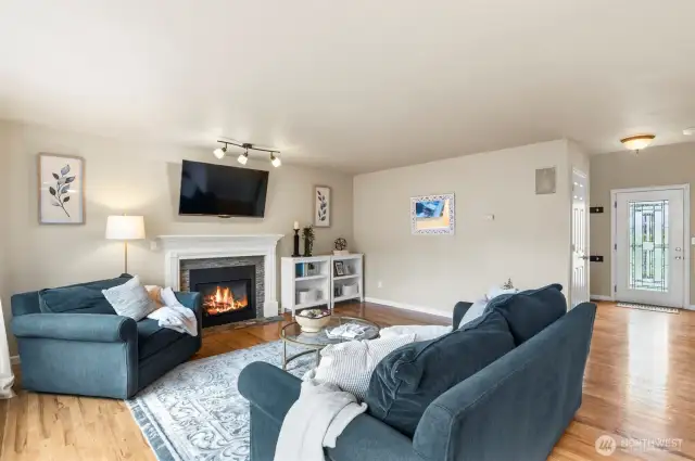 Cozy living room with gas fireplace