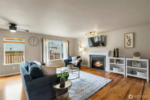 Beautiful hardwood floors, and tons of natural light in living room
