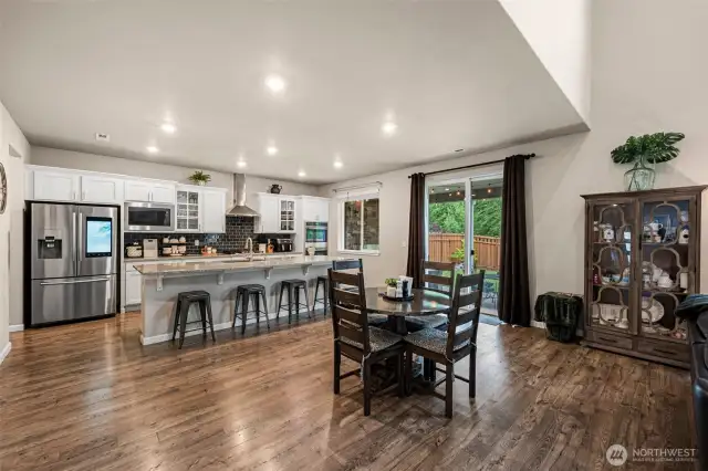 Casual dining spaces.