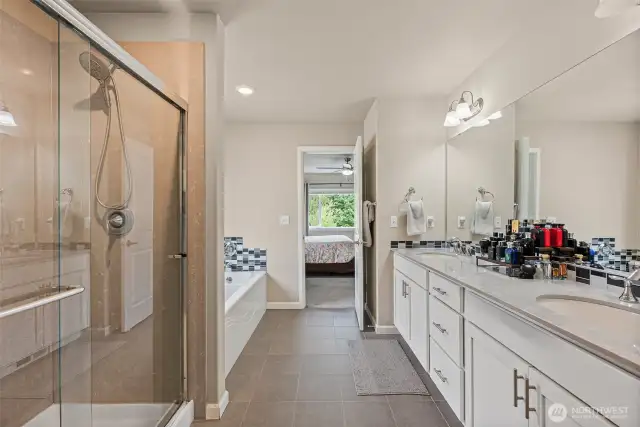 Light & bright primary bathroom.