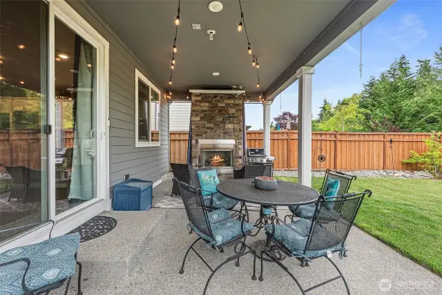 Extended covered patio area perfect for entertaining.