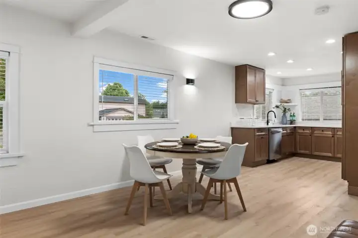 Dining space opens right into the fully upgraded kitchen