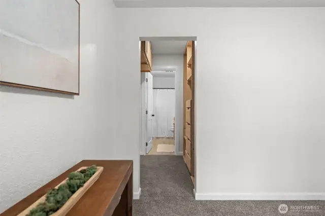From the primary is a walk in closet into the full ensuite