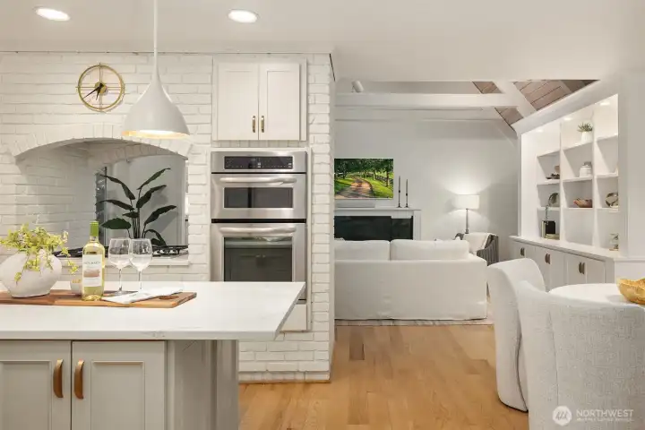 Open layout flows seamlessly from the kitchen into the family room