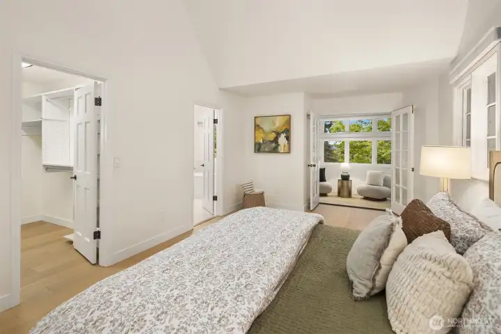 Spacious layout with walk-in closet and connected sitting room.