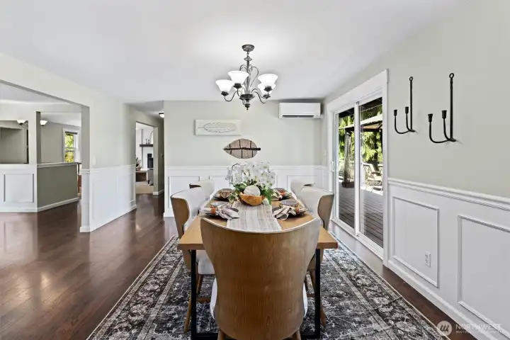 On the other side of the wall, the elegant dining room