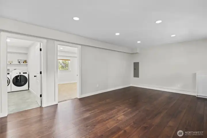 Looking into utility room and bedroom