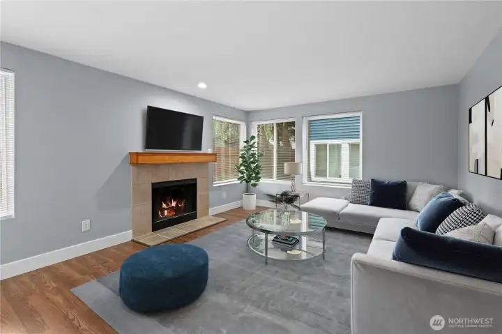 Living room virtually staged