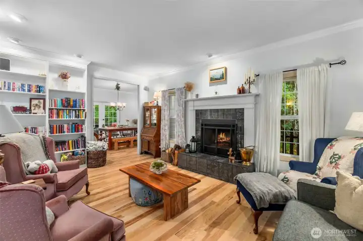 Living Room with wood fireplace