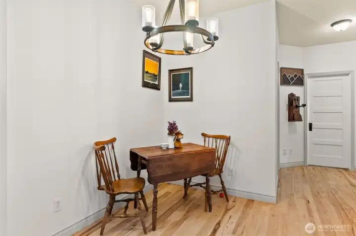 Breakfast nook with a chandelier Breakfast nook with a chandelier