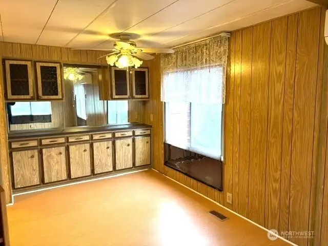 Dining room has plenty of cabinets