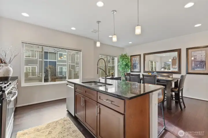 Kitchen overlooking dining