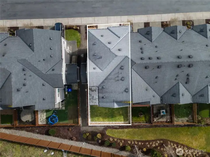 Aerial view of home & yard