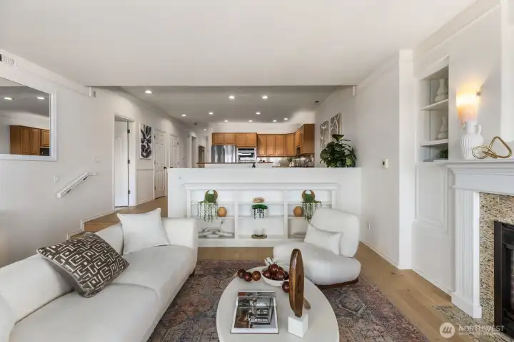 Living room with abundance of light.