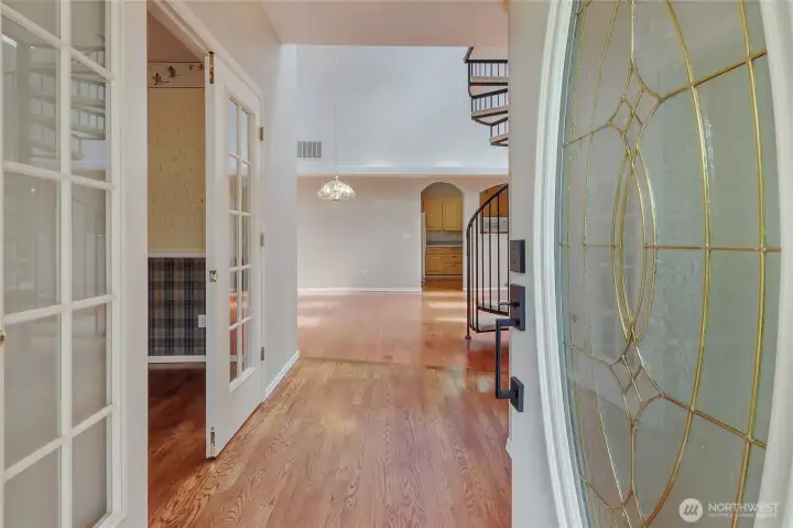 Enter into large living space and Den/Office access