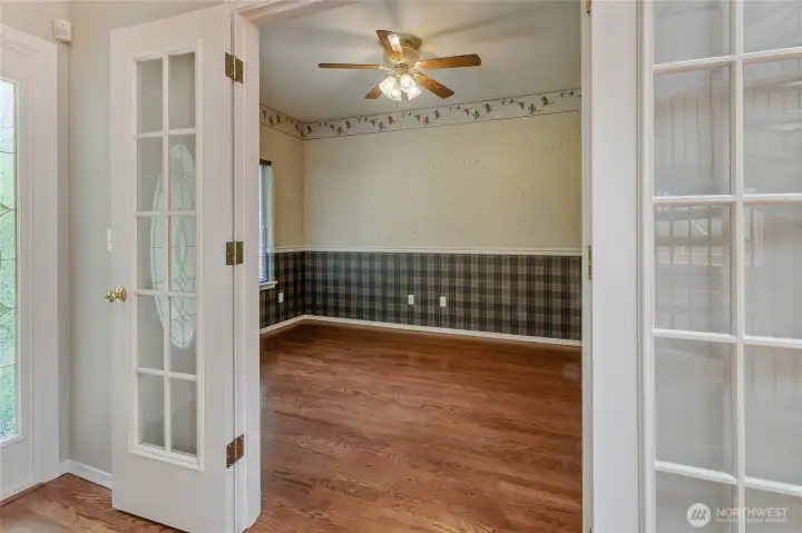 French doors open into a beautiful Den/Office space