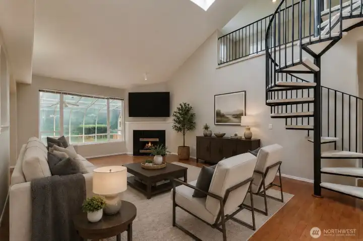 Virtually staged Great Room from Dining space