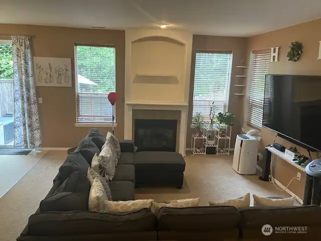 Spacious living room with gas fireplace!