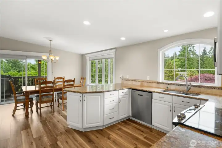 Kitchen with Granite Countertops.